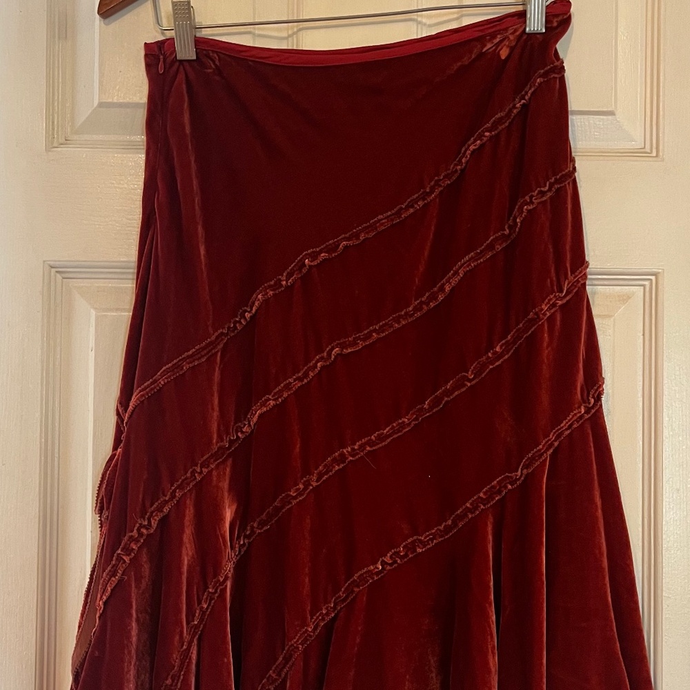 Rust Velvet midi skirt size 8 - 10